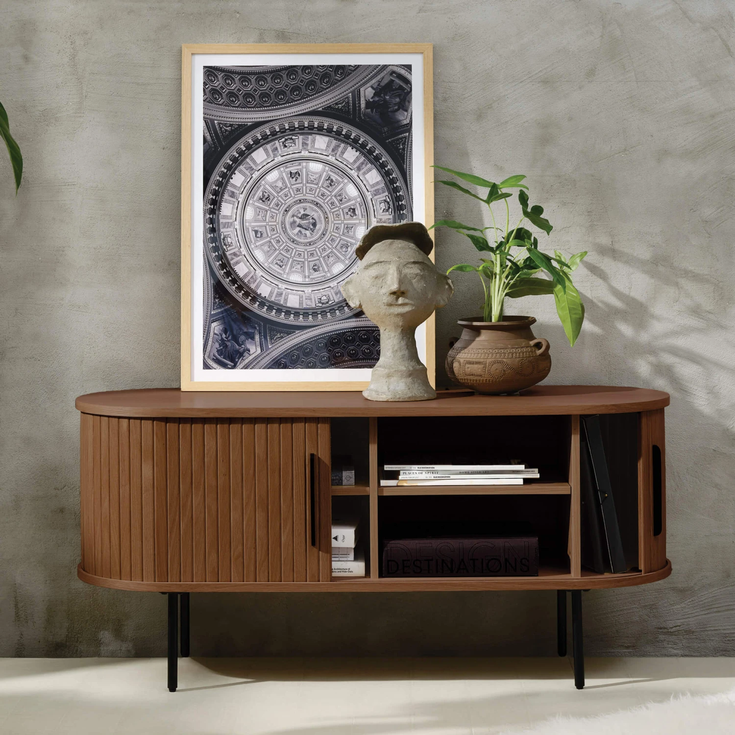 Annika Smoked Oak Slatted Sliding 2 Door TV Lowboard 4 Annika Smoked Oak Slatted Sliding 2 Door TV Lowboard - Image 2