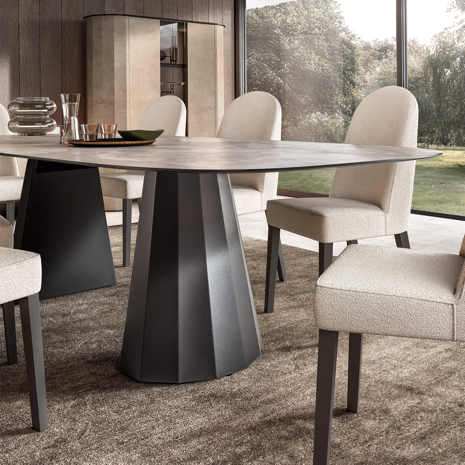 Santori Rounded 275cm Marble Effect Dining Table 6 Santori Rounded 275cm Marble Effect Dining Table - Image 4