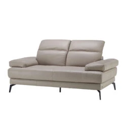 Natuzzi Editions Dado Stone Grey Leather 2 Seater Sofa -Housing Units Shop 07d1374be724a4c174335384a4b09ece
