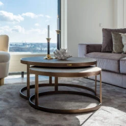 Stellar Set Of 2 Grey Shagreen Coffee Tables -Housing Units Shop 08b51a7ad50b21433ee71e34c32c1e33