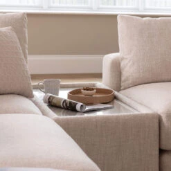 Naxos Large Tyne Natural Fabric Open End Right Arm Corner Group With Rectangular Table -Housing Units Shop 08d8f79e03319643364d68828c9cf0bc