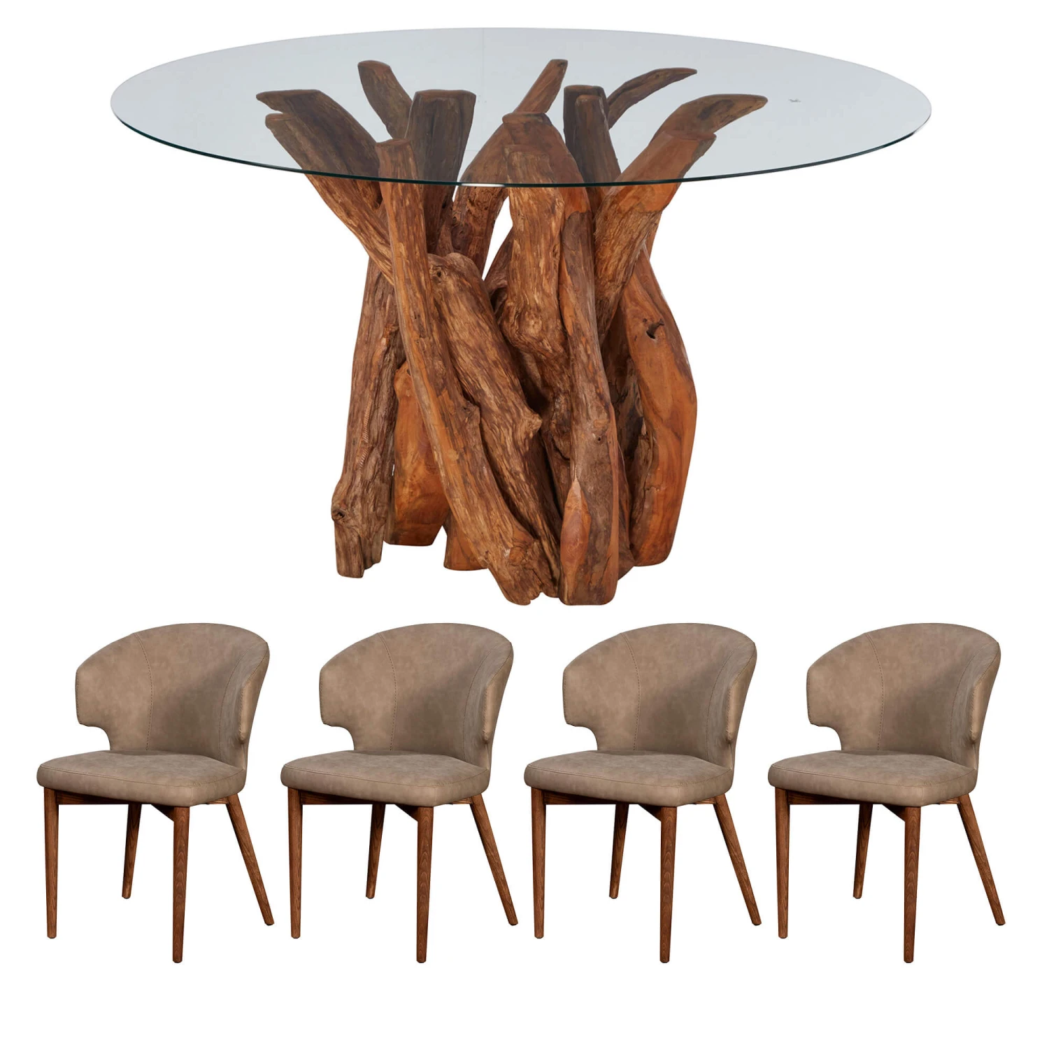 Java Teak 130cm Round Dining Table With 4 Ramona Brown Dining Chairs 3 Java Teak 130cm Round Dining Table With 4 Ramona Brown Dining Chairs
