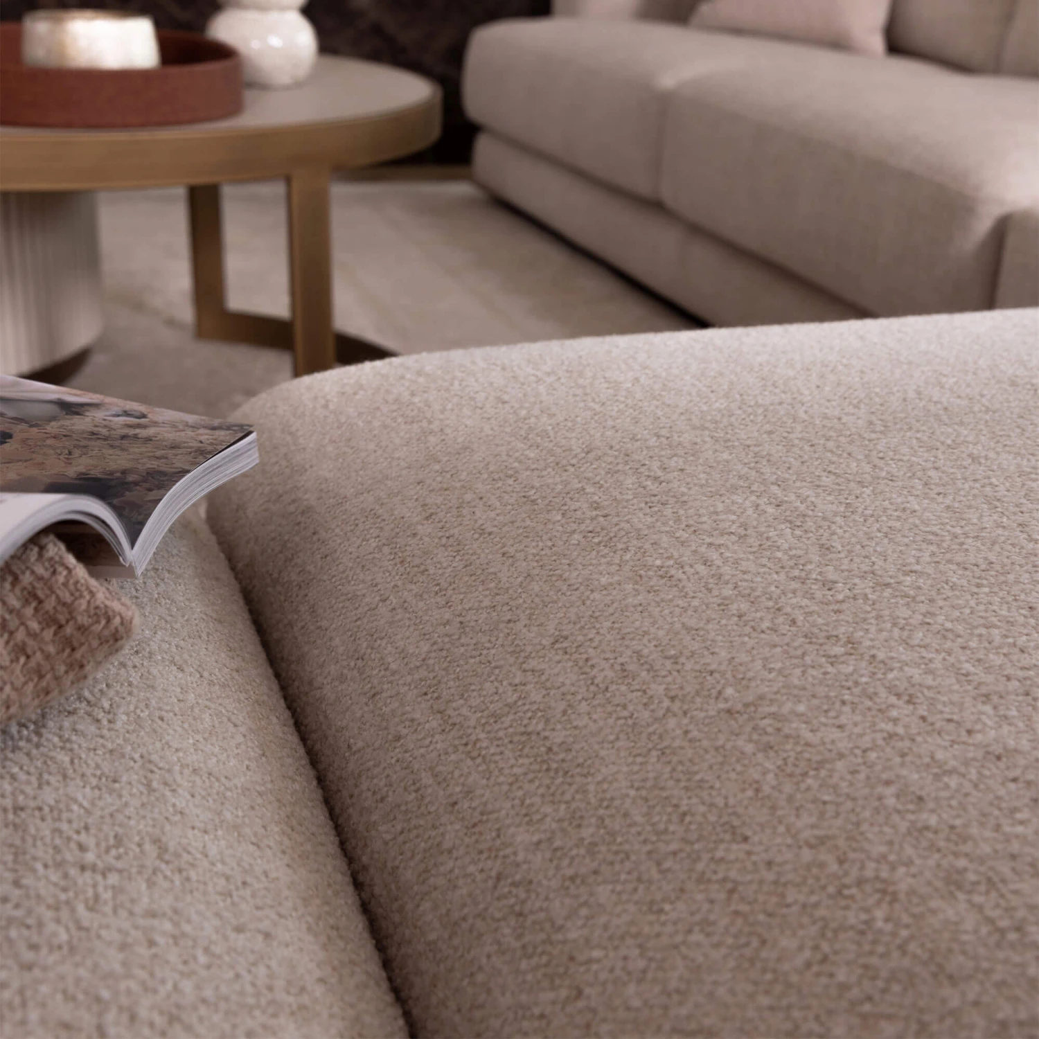 Naxos Large Tyne Natural Fabric Open End Left Arm Corner Group With Rectangular Table & Footstool 14 Naxos Large Tyne Natural Fabric Open End Left Arm Corner Group With Rectangular Table & Footstool - Image 12