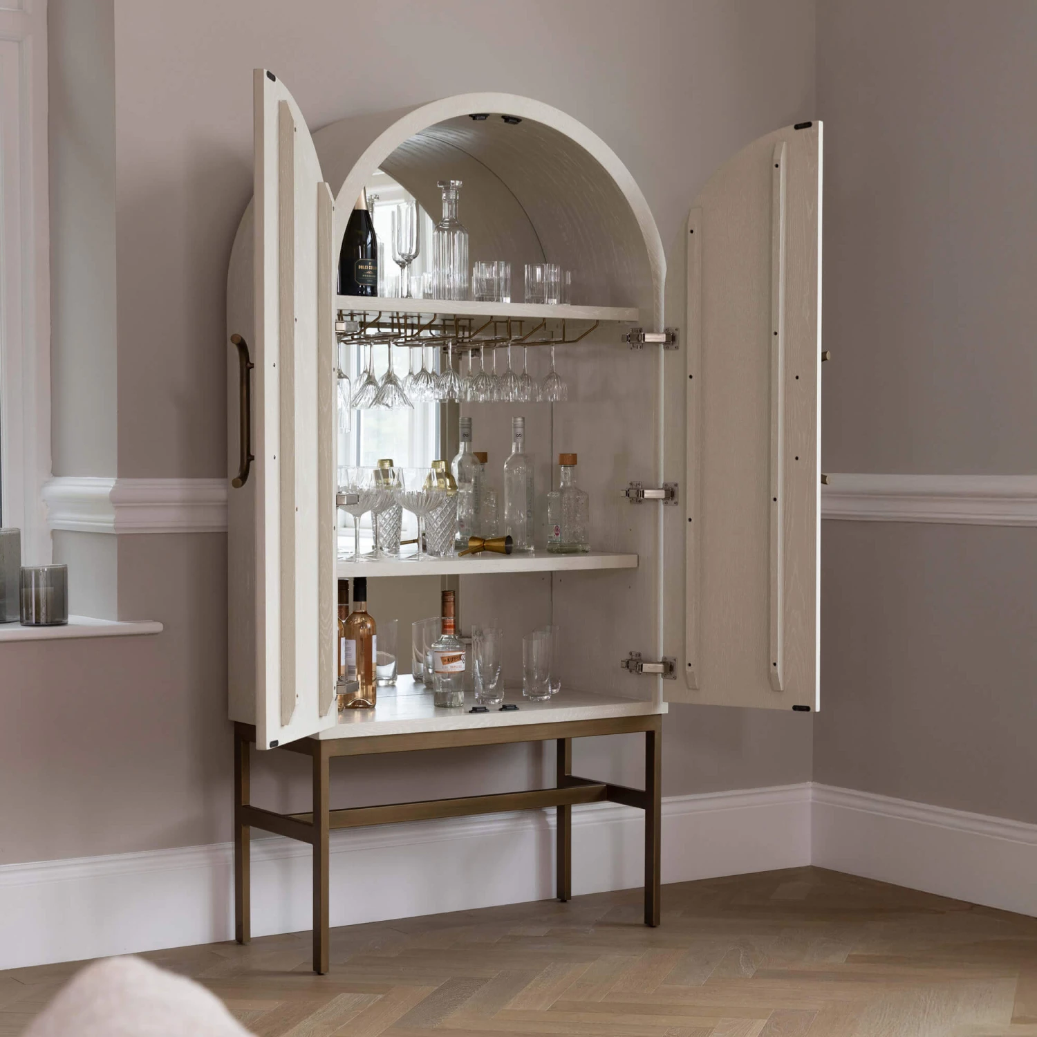 Serenity White Reeded 2 Door Drinks Cabinet 3 Serenity White Reeded 2 Door Drinks Cabinet - Image 2