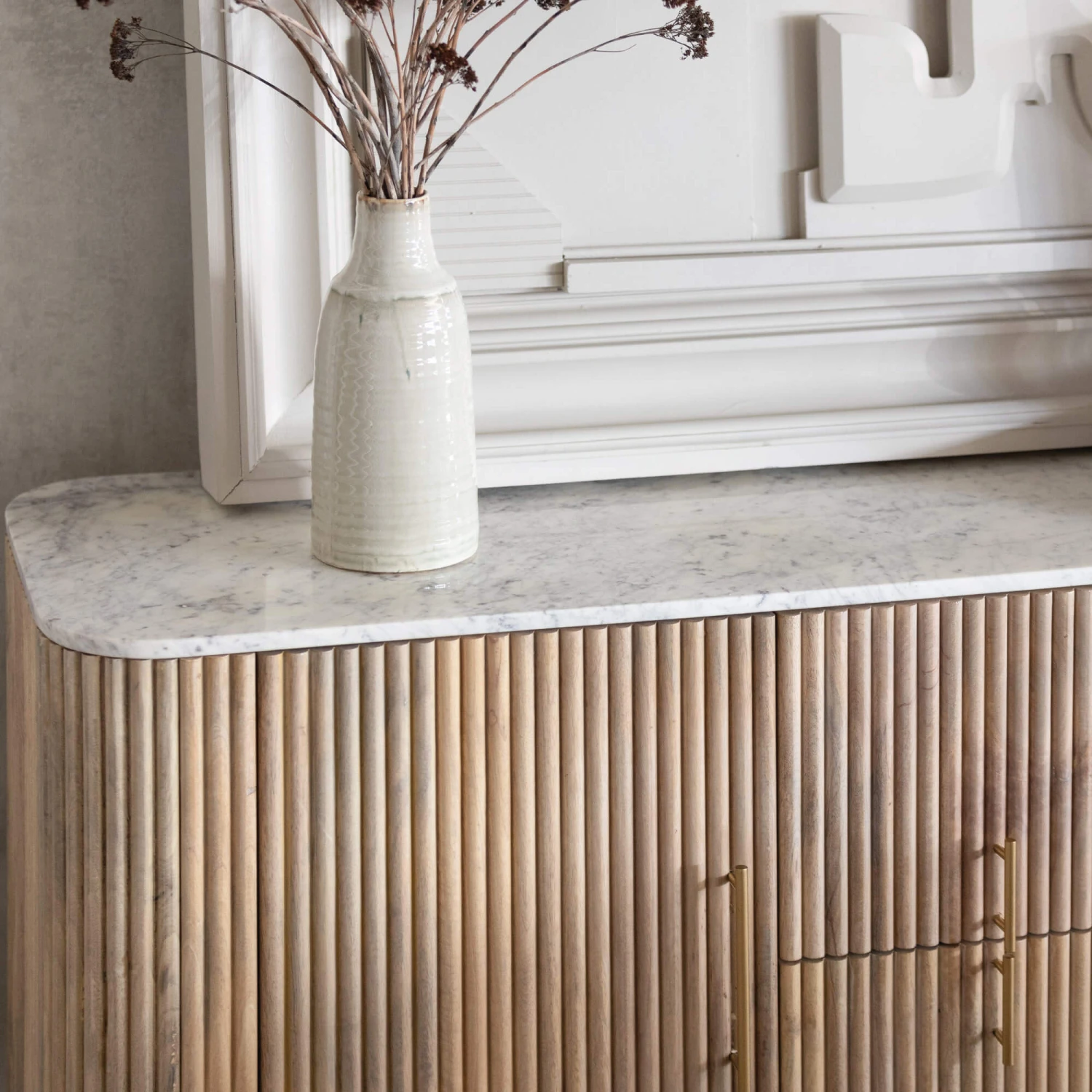 Rochelle Mango Wood & Marble Wide Sideboard 9 Rochelle Mango Wood & Marble Wide Sideboard - Image 7