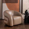 Glass House Arlo Taupe Leather Swivel Chair
