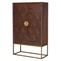 Olivia James Hemingway Mahogany Oak & Gold 2 Door Bar Cabinet -Housing Units Shop 0feb63ab05a5bb29d04350f8e594d416