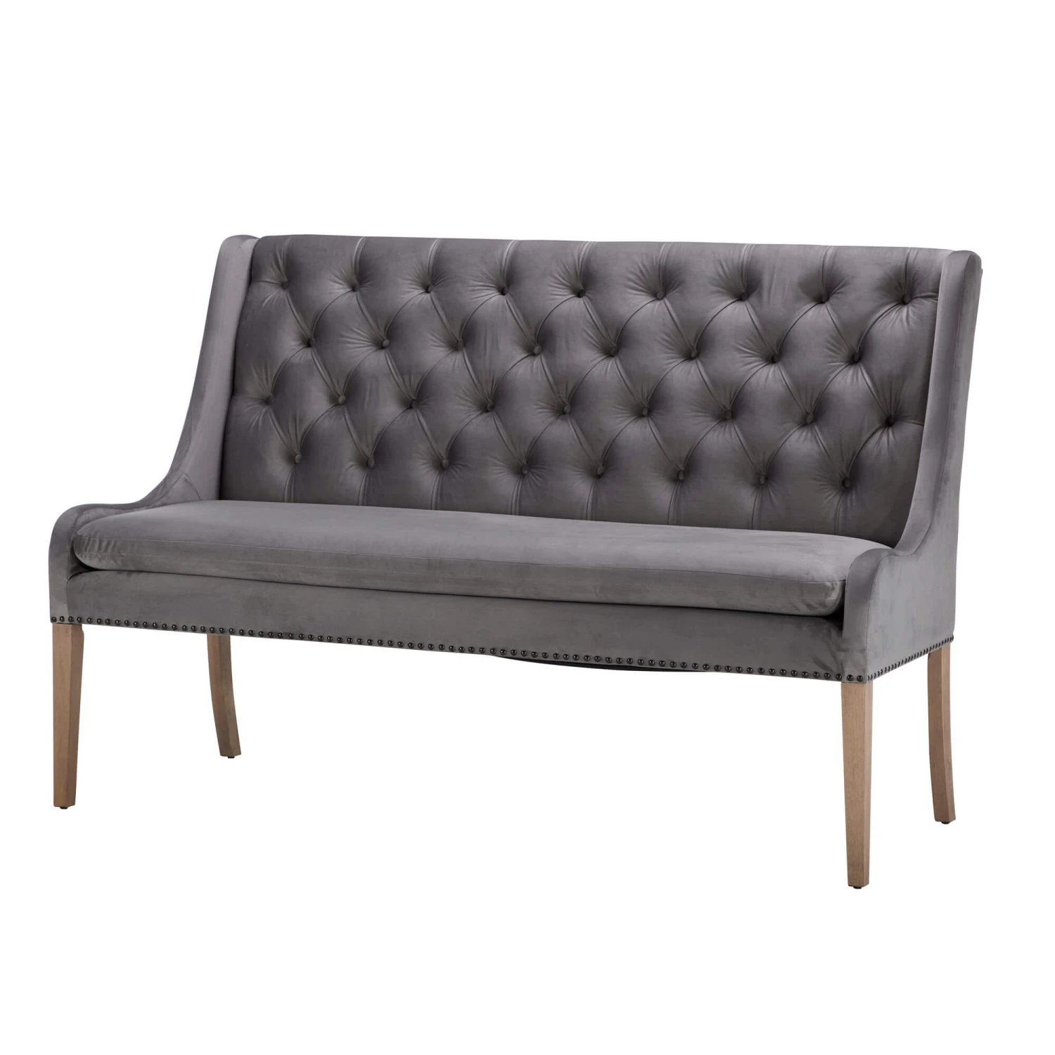 Jacob 160cm Grey Velvet Button Back Bench 3 Jacob 160cm Grey Velvet Button Back Bench