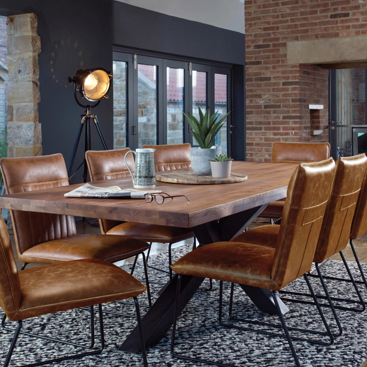 Harrington Oak 200cm Dining Table & 6 Clarence Tan Chairs 4 Harrington Oak 200cm Dining Table & 6 Clarence Tan Chairs - Image 2