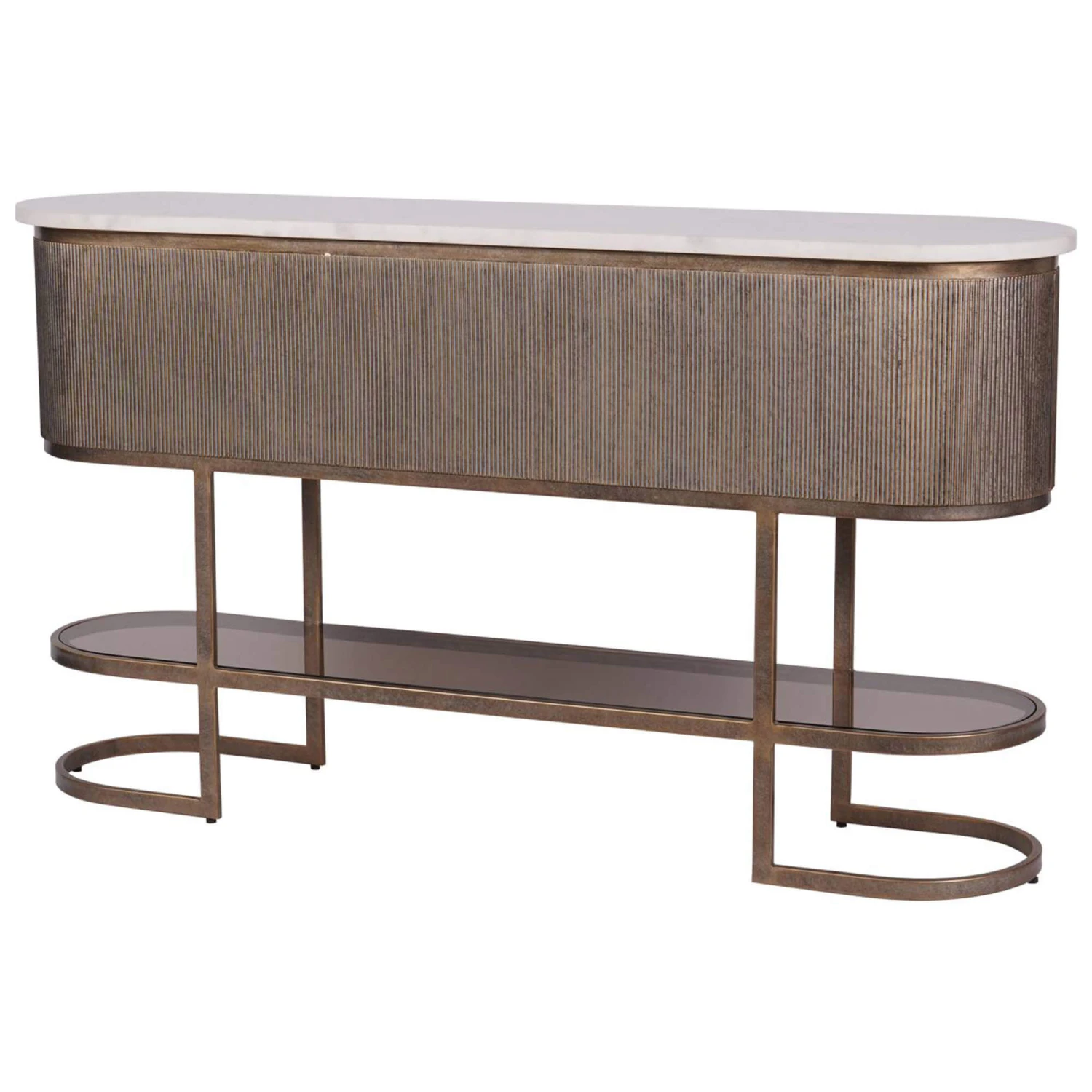 Libra Belvedere Aged Gold Reeded Console Table 4 Libra Belvedere Aged Gold Reeded Console Table - Image 2