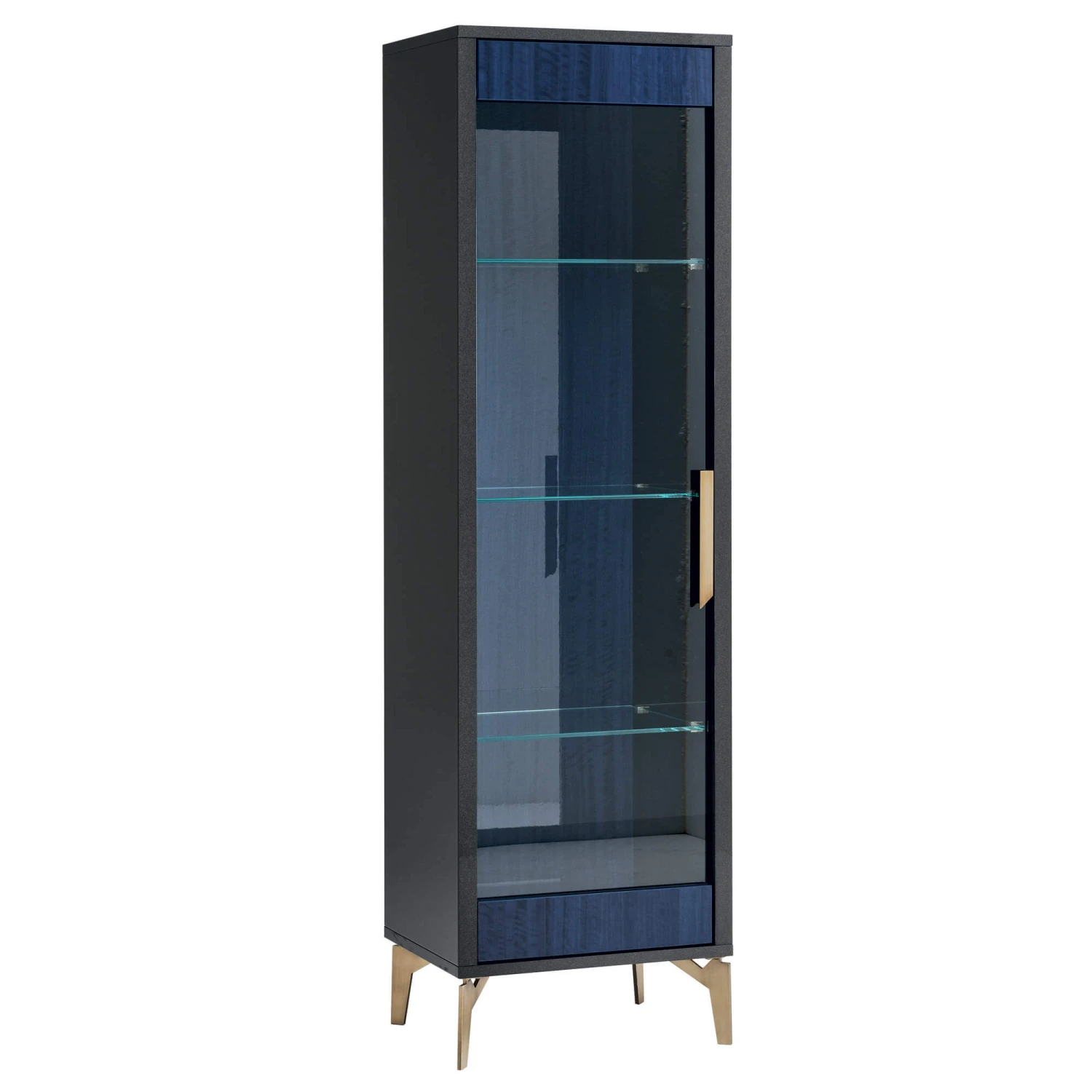 Celeste High Gloss Cobalt Blue Left Hand Curio Display Cabinet 4 Celeste High Gloss Cobalt Blue Left Hand Curio Display Cabinet - Image 2