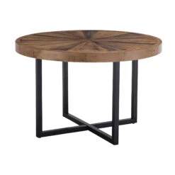 Malmo Reclaimed Timber 120cm Round Starburst Dining Table