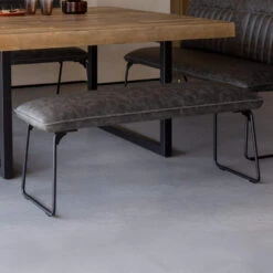 Clarence Grey Faux Leather Backless Dining Bench