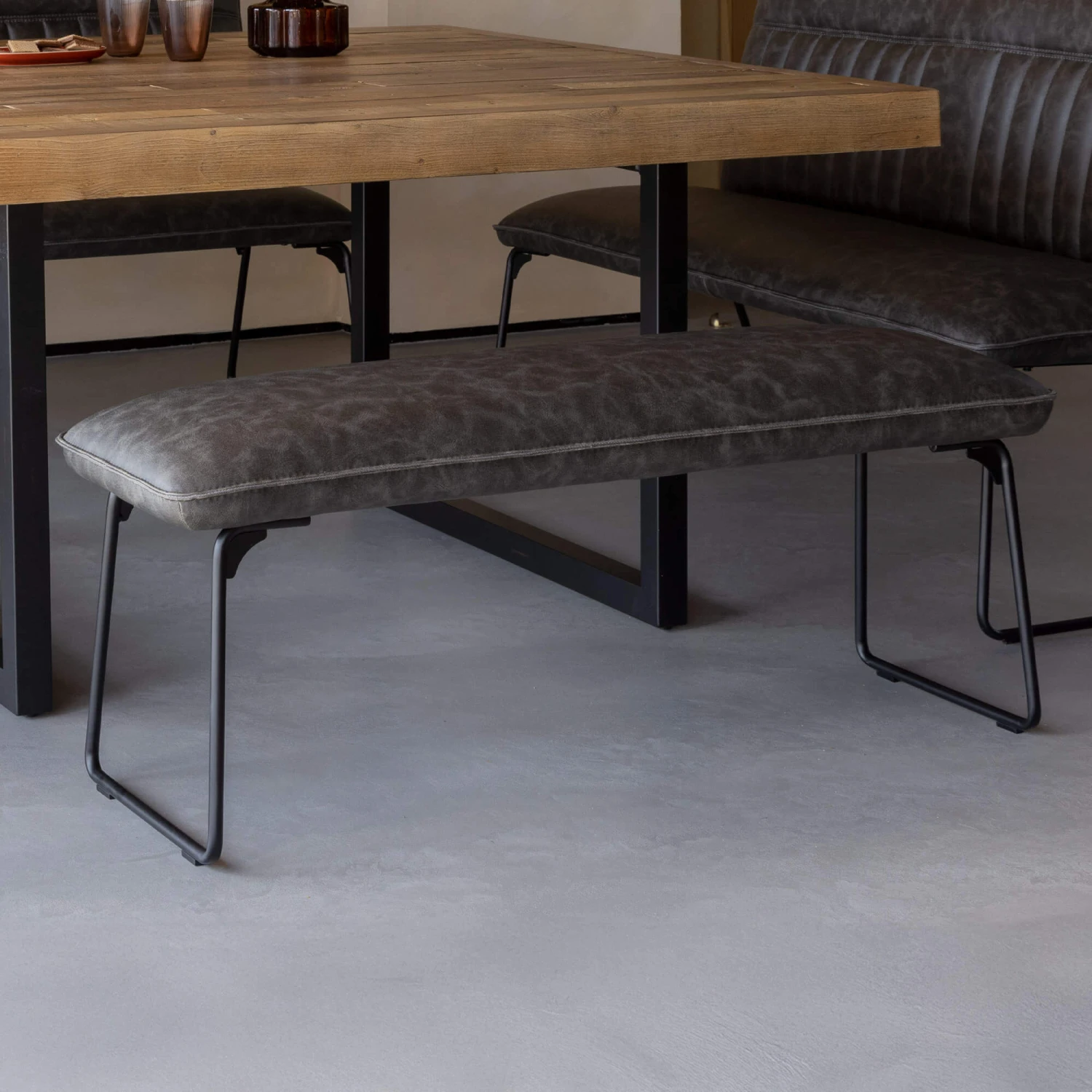 Clarence Grey Faux Leather Backless Dining Bench 3 Clarence Grey Faux Leather Backless Dining Bench