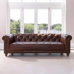 Wentworth Kodak Clove Brown Leather Maxi Sofa