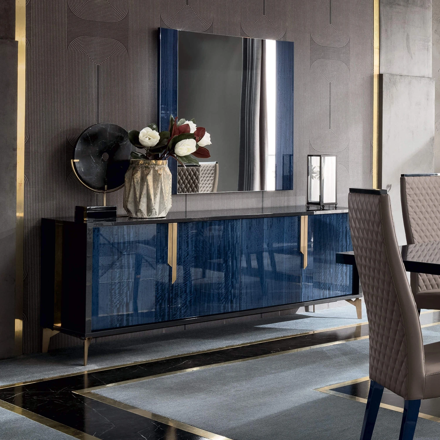 Celeste High Gloss Cobalt Blue 210cm 4 Door Sideboard 7 Celeste High Gloss Cobalt Blue 210cm 4 Door Sideboard - Image 5