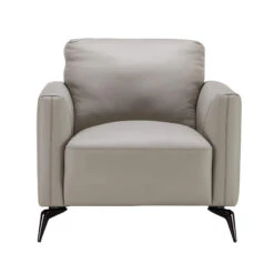Lariano Light Grey Leather Armchair