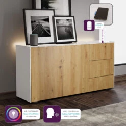 Frank Olsen Intelligent White Gloss & Oak 2 Door 3 Drawer Sideboard -Housing Units Shop 1905b727495f825cee27d6ee7977088a