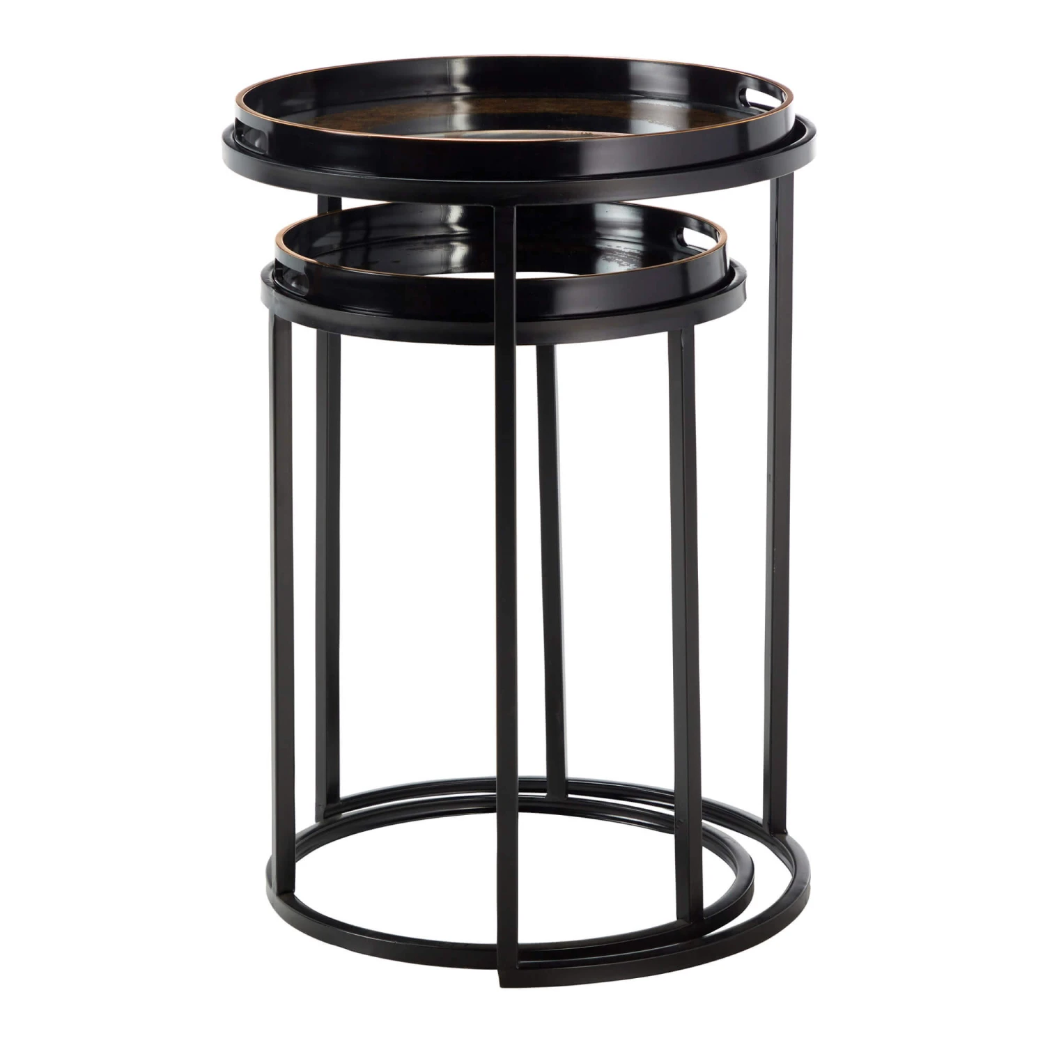 Libra Nero Black & Gold Swirl Mirrored Nest Of 2 Tables 5 Libra Nero Black & Gold Swirl Mirrored Nest Of 2 Tables - Image 3