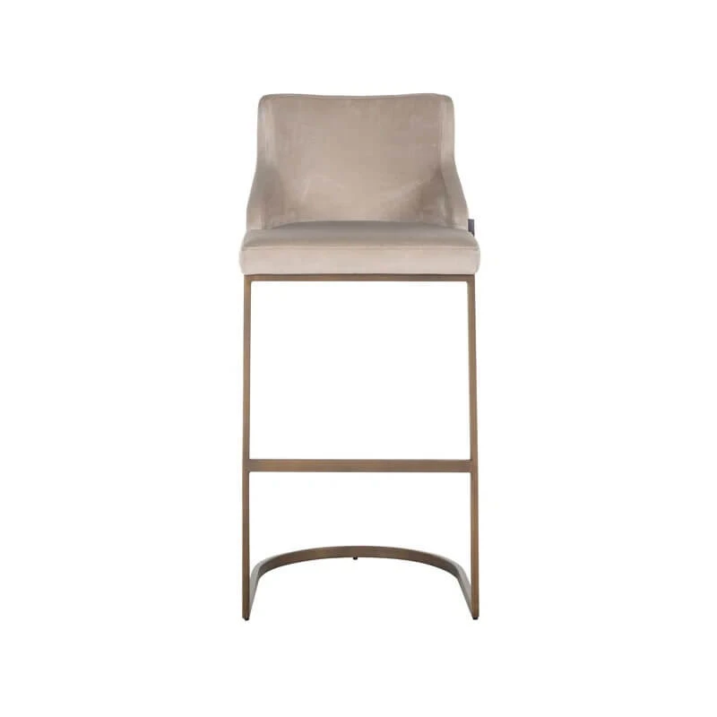 Bamaya Beige Velvet Bar Stool 3 Bamaya Beige Velvet Bar Stool