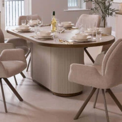Serenity White Reeded 220cm Dining Table