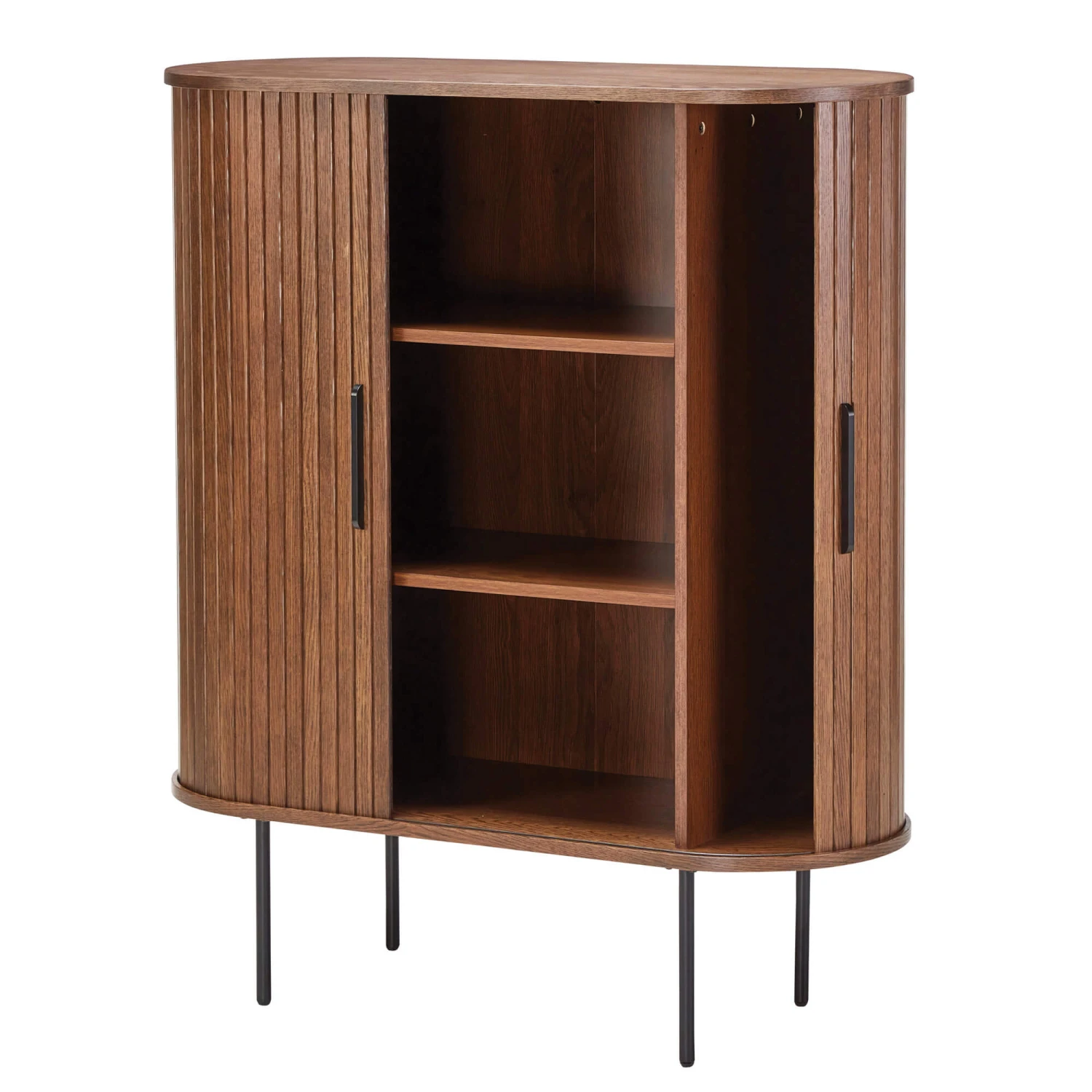 Annika Smoked Oak Slatted Sliding 2 Door Cabinet 6 Annika Smoked Oak Slatted Sliding 2 Door Cabinet - Image 4