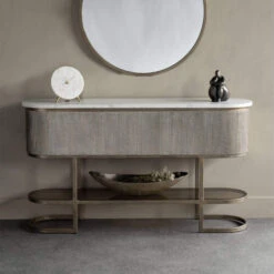 Libra Belvedere Aged Gold Reeded Console Table