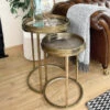 Libra Vienna Atlas Set Of 2 Side Tables In Antique Gold -Housing Units Shop 254b4b71d2f731f8aec5cfc4d9dfced5