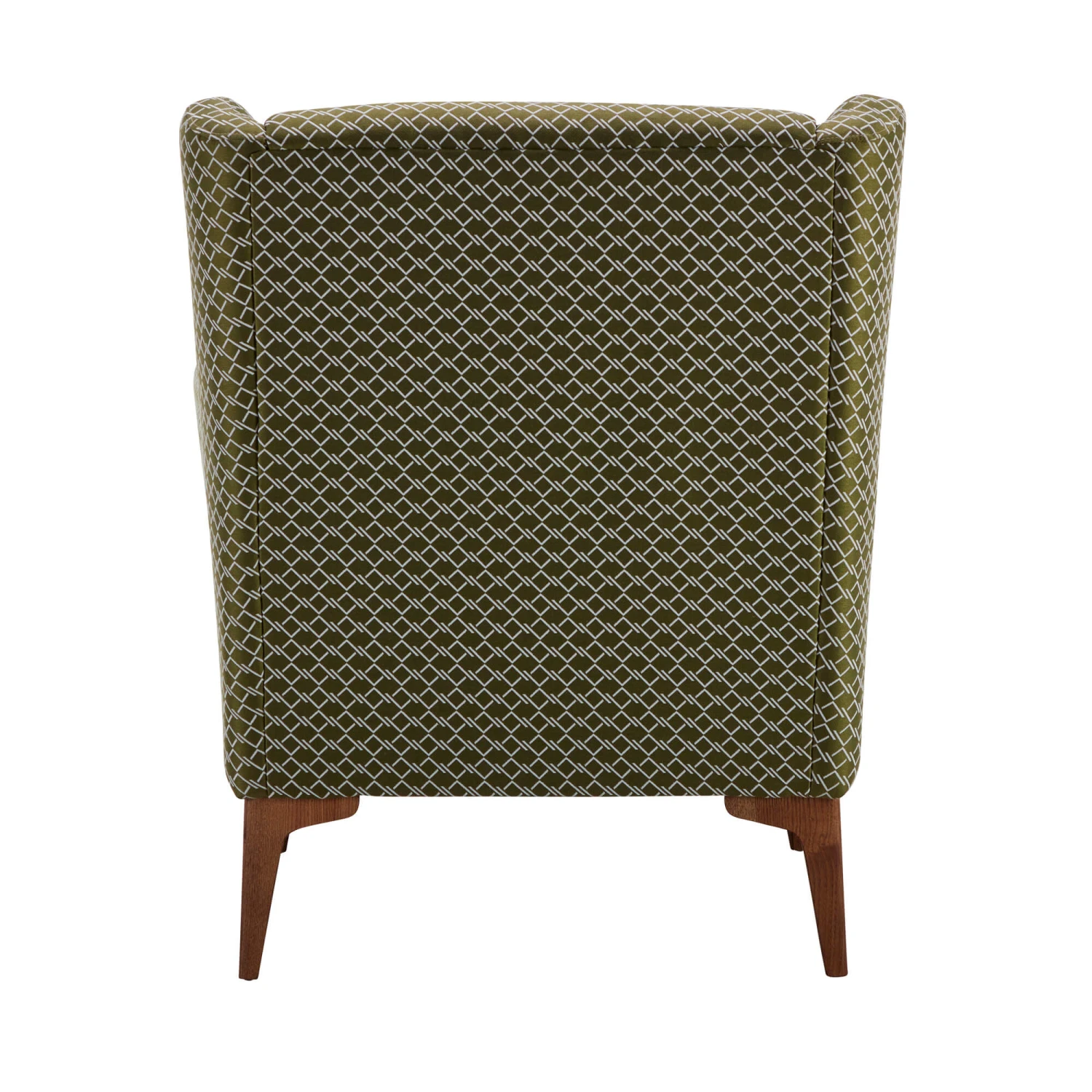 Harrison Olive Green Geometric Patterned Fabric Accent Chair 6 Harrison Olive Green Geometric Patterned Fabric Accent Chair - Image 4