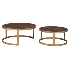 Olivia James Hemingway Mahogany Oak & Gold Nest Of 2 Coffee Tables -Housing Units Shop 29818e6a5896fa18ebdffdaff963fa7a