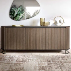 Oratino 3 Door Ribbed Wood Sideboard