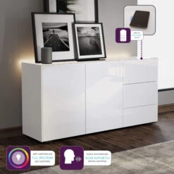 Frank Olsen Intelligent White Gloss 2 Door 3 Drawer Sideboard -Housing Units Shop 3374adb8c7d11fd4486cc001c64472e8