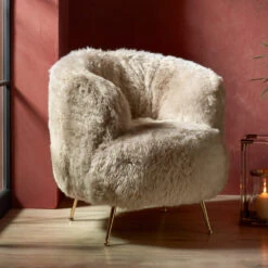 Cream Sheepskin Fur Accent Chair -Housing Units Shop 361b1874181af6efa61570f2f4401dae 1