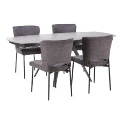 Allegri Extending Sintered Stone Top & Grey Leg Dining Table With 4 Mina Dark Grey Dining Chairs