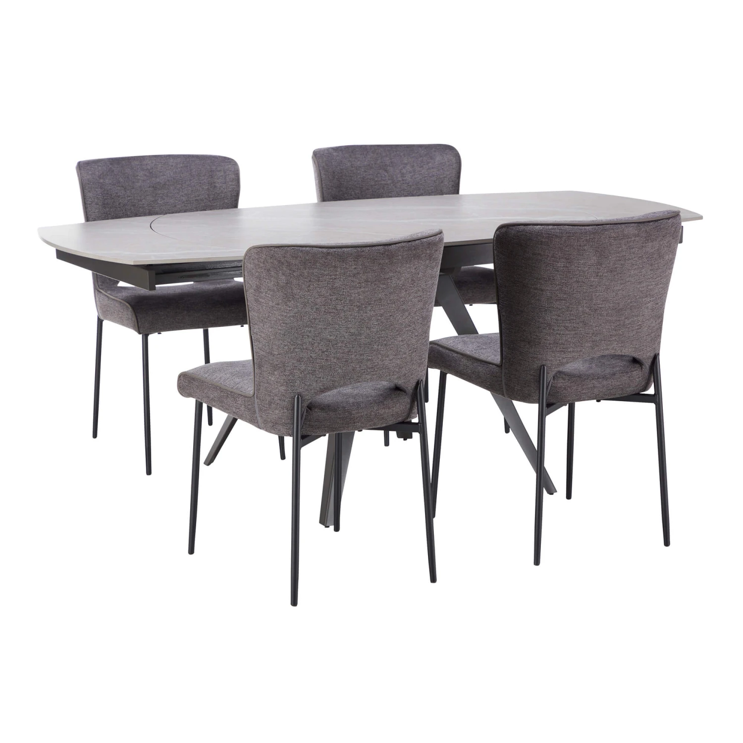 Allegri Extending Sintered Stone Top & Grey Leg Dining Table With 4 Mina Dark Grey Dining Chairs 3 Allegri Extending Sintered Stone Top & Grey Leg Dining Table With 4 Mina Dark Grey Dining Chairs