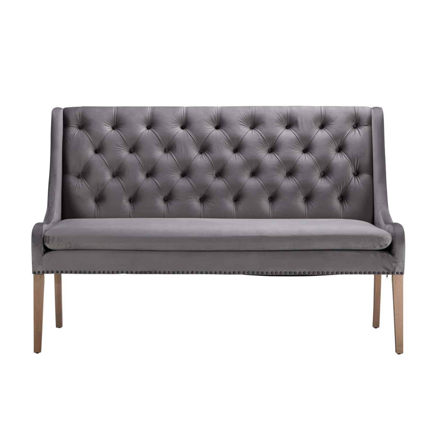 Jacob 160cm Grey Velvet Button Back Bench 4 Jacob 160cm Grey Velvet Button Back Bench - Image 2