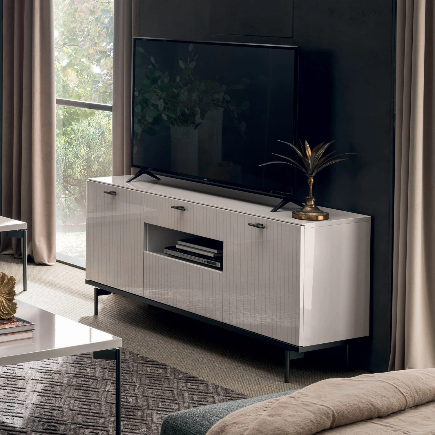 Caren High Gloss Pearl Line TV Unit 4 Caren High Gloss Pearl Line TV Unit - Image 2