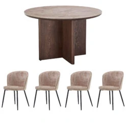 Rosetta 120cm Bursa Wood Dining Table With 4 Sandy Desert Dining Chairs