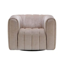 Durante Glam Natural Boucle Fabric Midi Swivel Armchair
