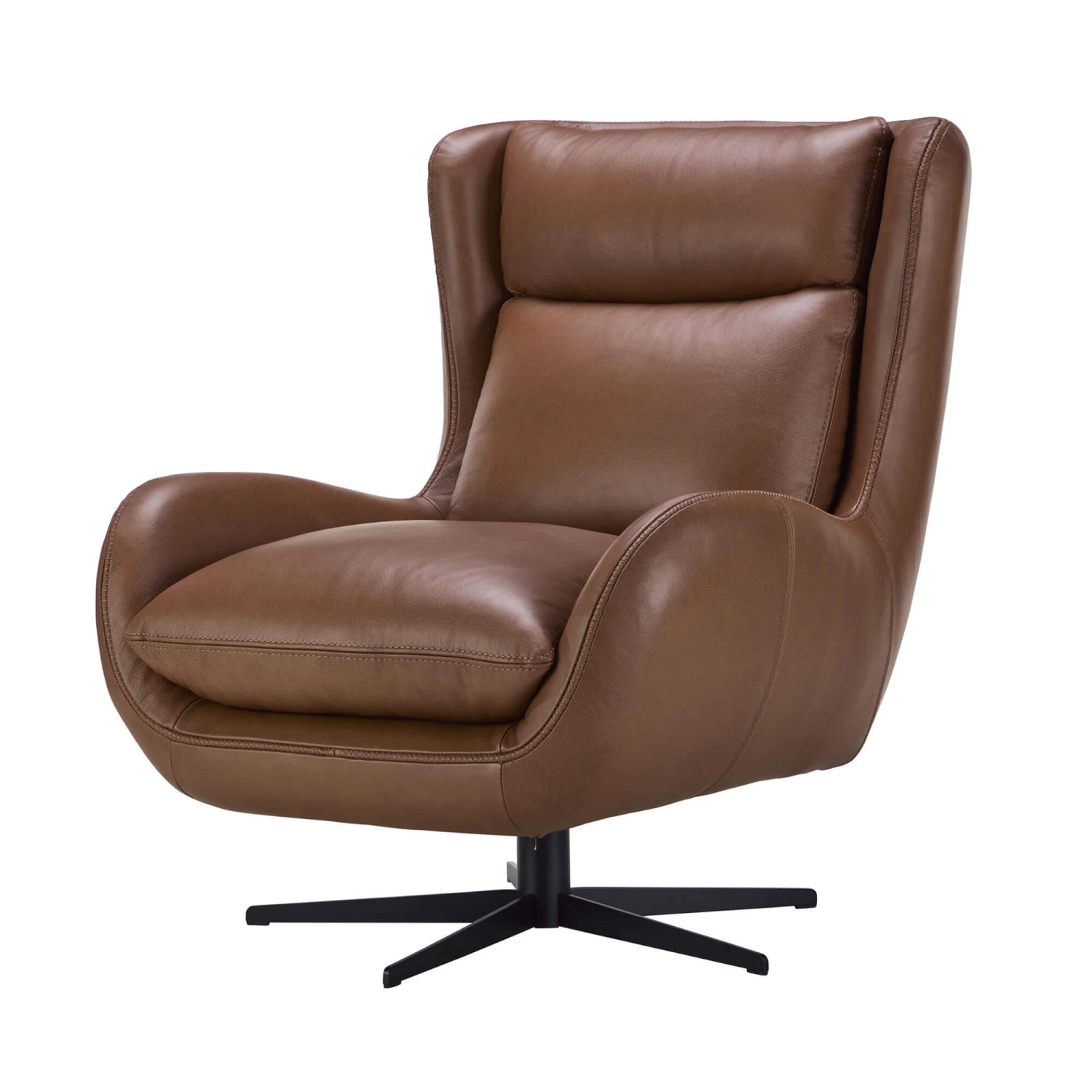 Emilio Tan Brown Leather Swivel Chair 4 Emilio Tan Brown Leather Swivel Chair - Image 2