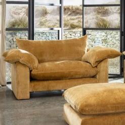 Sabrina Dusk Cinnamon Fabric Snuggler Sofa