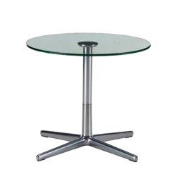 Stressless Small Urban Cross Polished Chrome & Glass Side Table