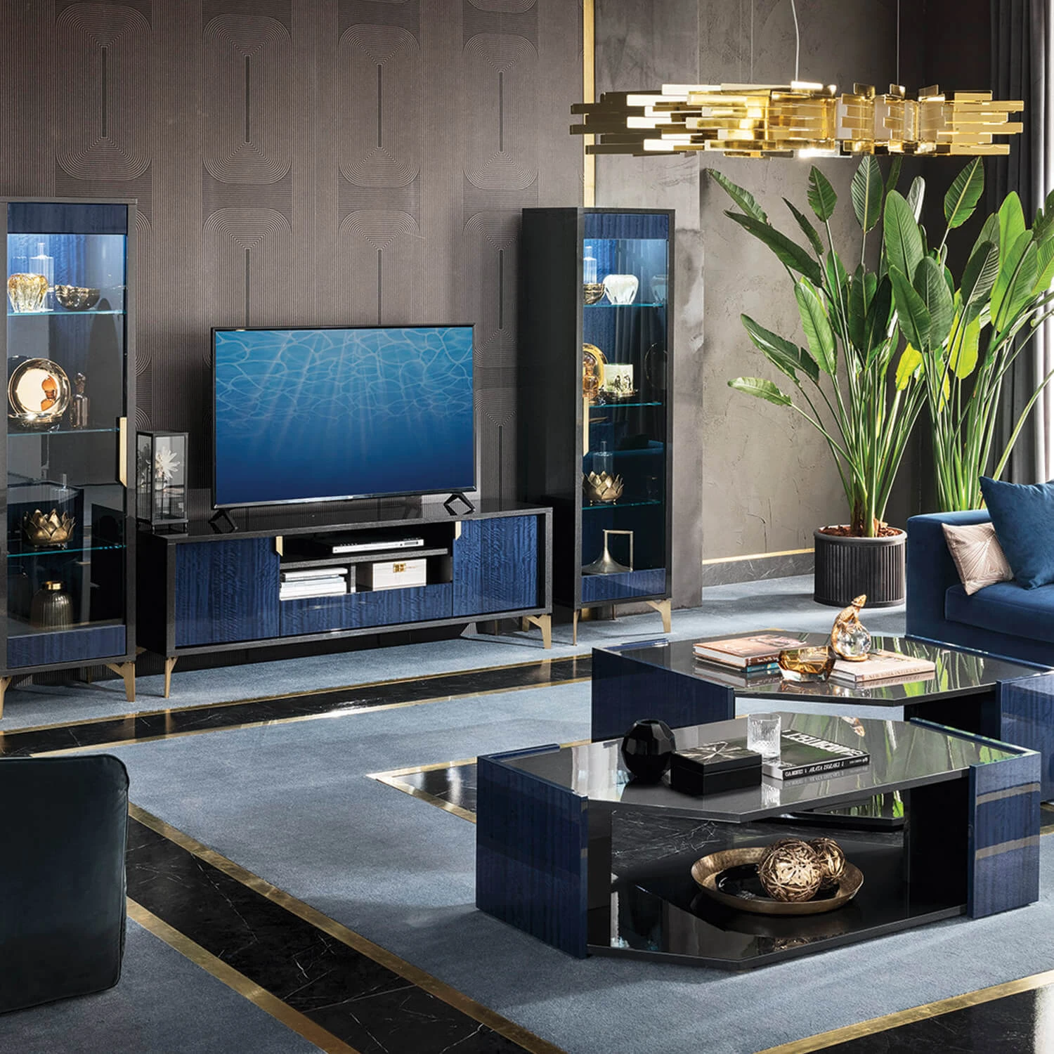 Celeste High Gloss Cobalt Blue Rectangular Coffee Table 6 Celeste High Gloss Cobalt Blue Rectangular Coffee Table - Image 4