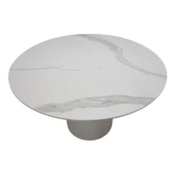 Irina White Marble Effect 119.5cm Round Dining Table -Housing Units Shop 4987ba7101f5687bbeec5728e080597e
