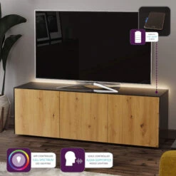 Frank Olsen Intelligent 150cm Black Gloss & Oak TV Unit -Housing Units Shop 49c31a9f34e48255e5773e9e6f747849