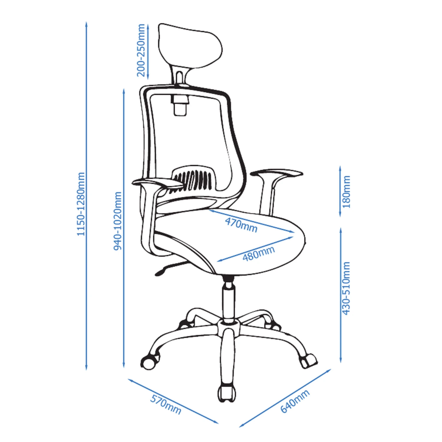 Flint Black Mesh Gas Lift Office Chair 7 Flint Black Mesh Gas Lift Office Chair - Image 5