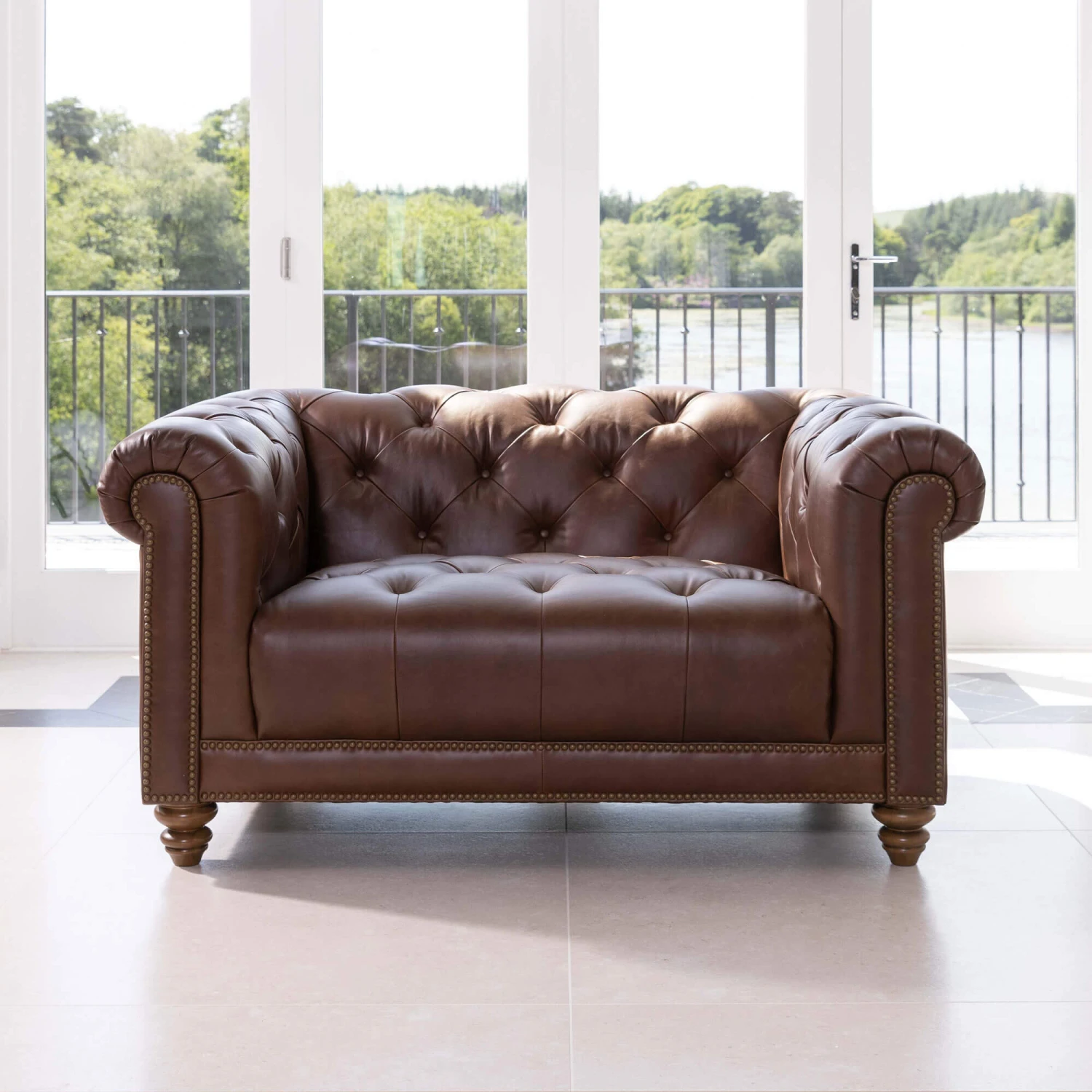Wentworth Kodak Clove Brown Leather Snuggler Sofa 3 Wentworth Kodak Clove Brown Leather Snuggler Sofa