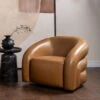 Glass House Arlo Brown Leather Swivel Chair -Housing Units Shop 5030e9937be284bf1de4f582198b9a45