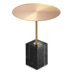 Eichholtz Cole Brushed Brass And Black Marble Side Table