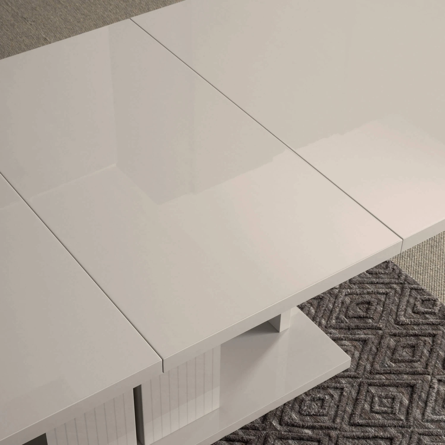 Caren High Gloss Pearl Line 160cm Extending Dining Table 7 Caren High Gloss Pearl Line 160cm Extending Dining Table - Image 5